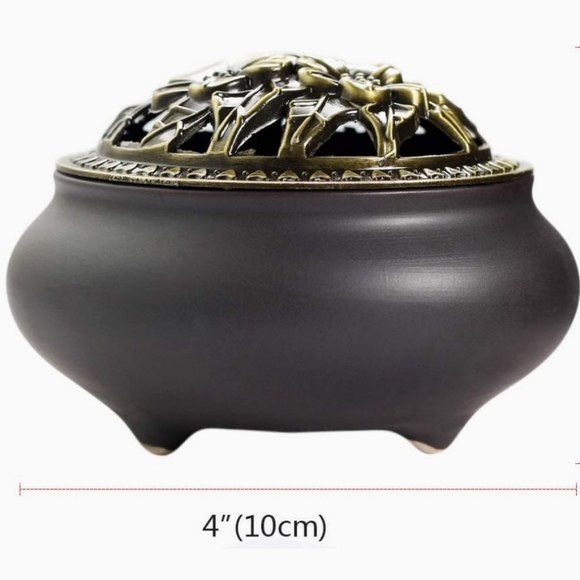 Renjia Porcelain Black and antique gold insesnse burner new in box - Picture 3 of 7